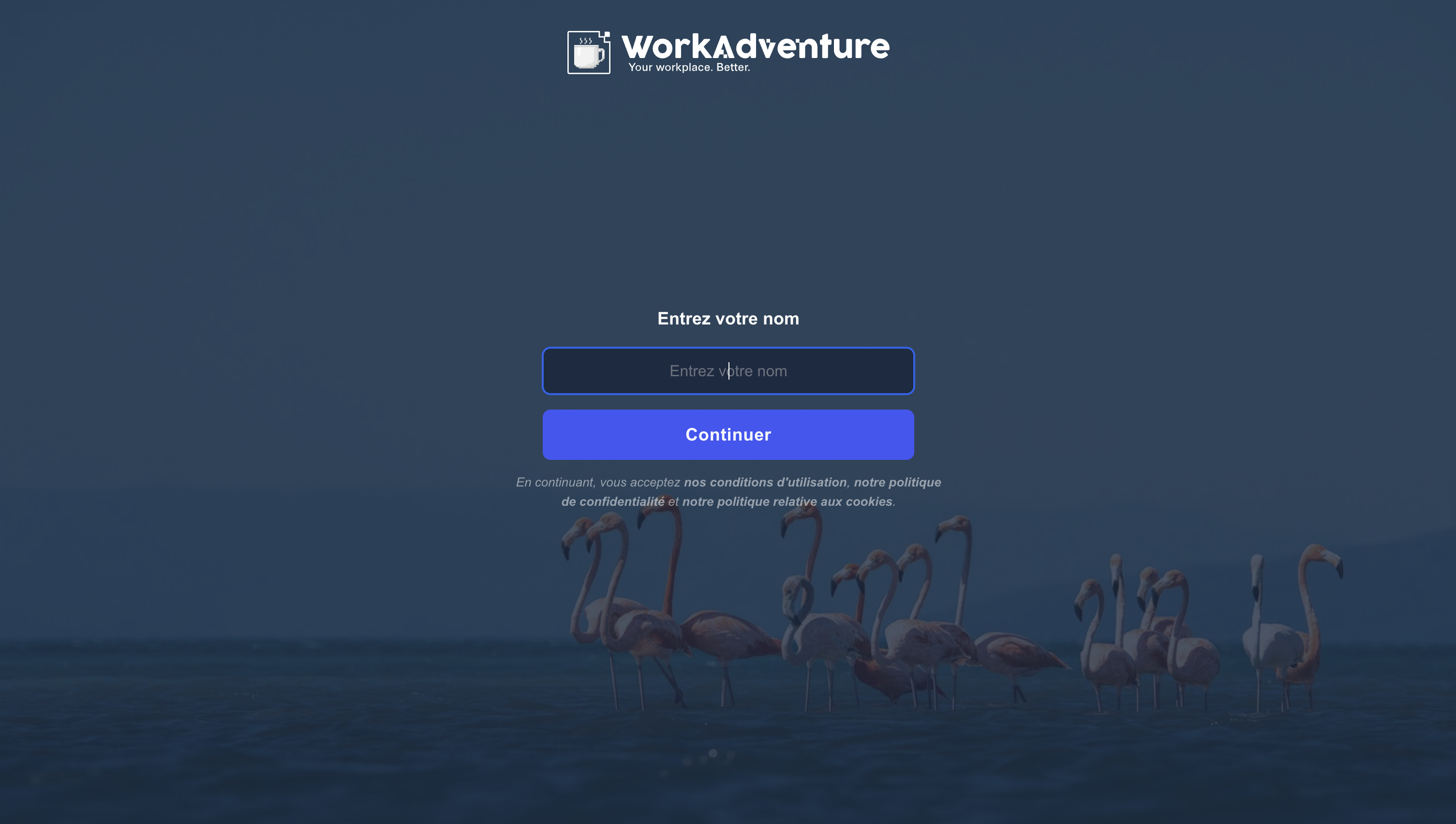 Image of authentication page setting for WorkAdventure white label