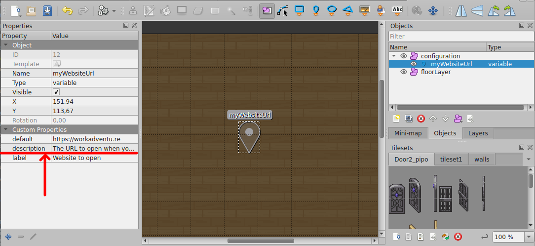 The description property added to a variable