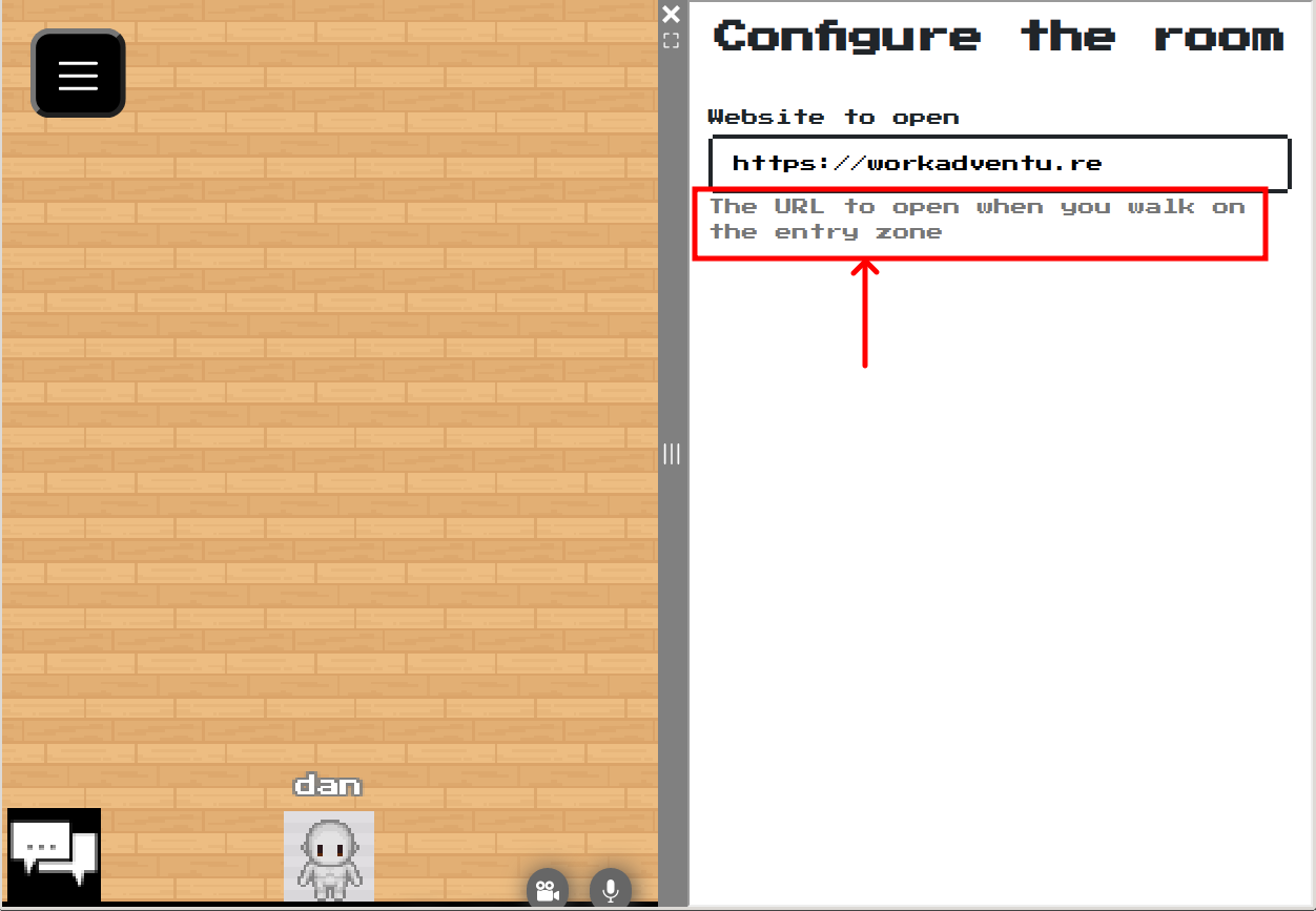 The description property is displayed below the field