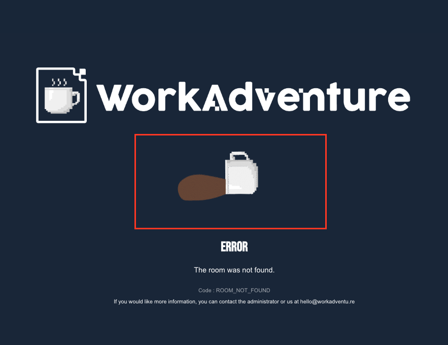 Image of error page setting for WorkAdventure white label