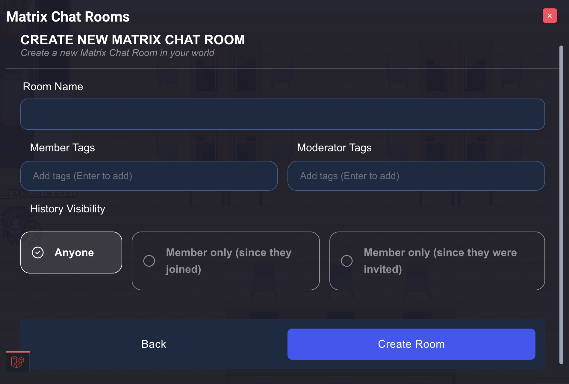 Matrix room creation