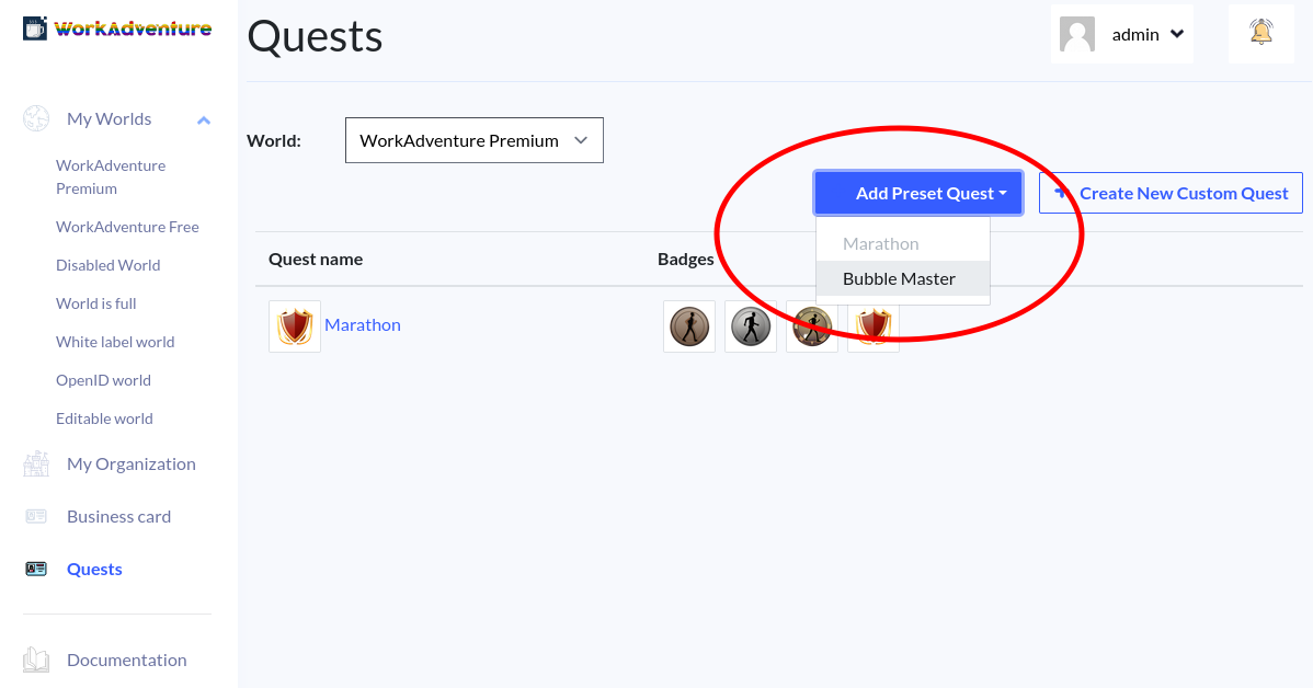 List of preset quests