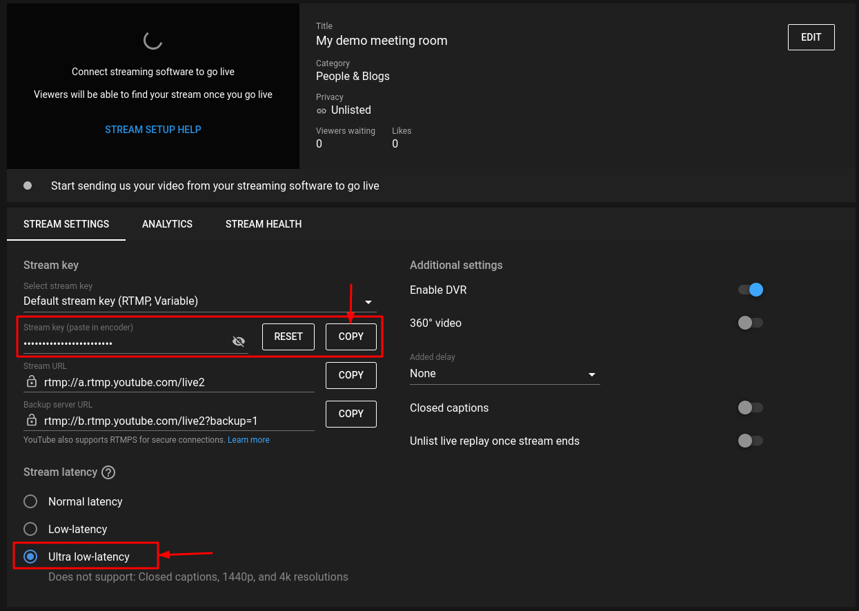 The YouTube Studio page